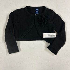 Old Navy Black Knit bolero Cardigan with Floral Detail girls 18-24 months new